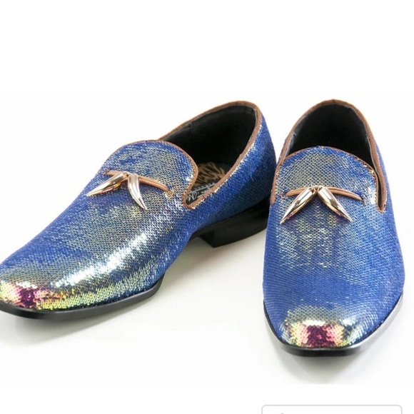 ROSE PEARL/GOLD SEQUIN DRESS LOAFER ABSOLUTELY STUNNING MOTHER OF PEARL SHINE - Picture 2 of 9